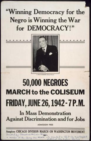 Flyer advertising a speech by A. Philip Randolph, 1942