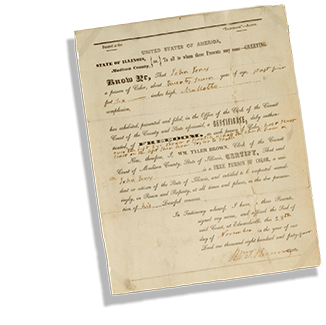 John Jones’s freedom certificate, 1844