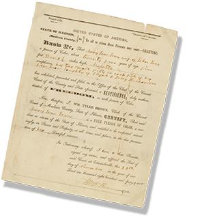 Mary Jones’s freedom certificate, 1844