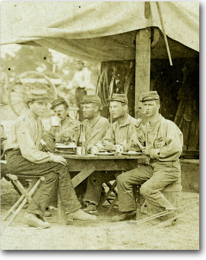 Civil War soldiers in camp