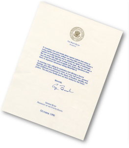 Letter from President George H. W. Bush to former internees