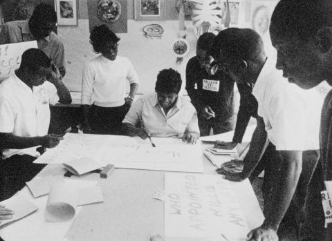 Making signs for Freedom Day, 1963