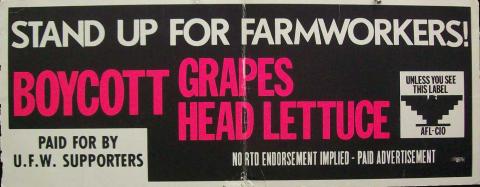 Stand Up for Farmworkers sign, c. 1960-75