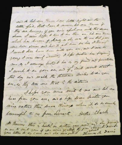 Letter (reverse), 1852