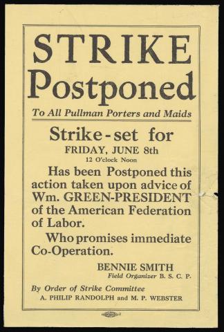 Strike postponement notice, 1928