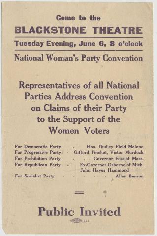 National Woman’s Party Convention leaflet, 1916