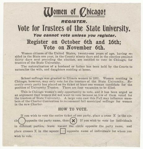 University trustee voting leaflet, 1894 