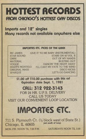 Importes Etc. advertisement, 1981