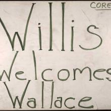 Handmade protest sign, opposing Willis, 1965