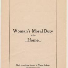 Woman’s Moral Duty, anti-suffrage pamphlet, 1913