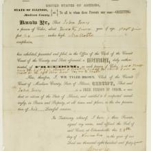 John Jones’s freedom certificate, 1844